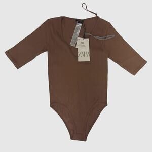 ZARA XS Top - Limitless Contour Collection - Brown Bodysuit